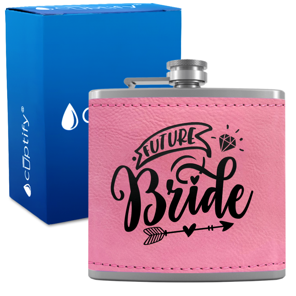 Future Bride 6 oz Stainless Steel Leather Hip Flask