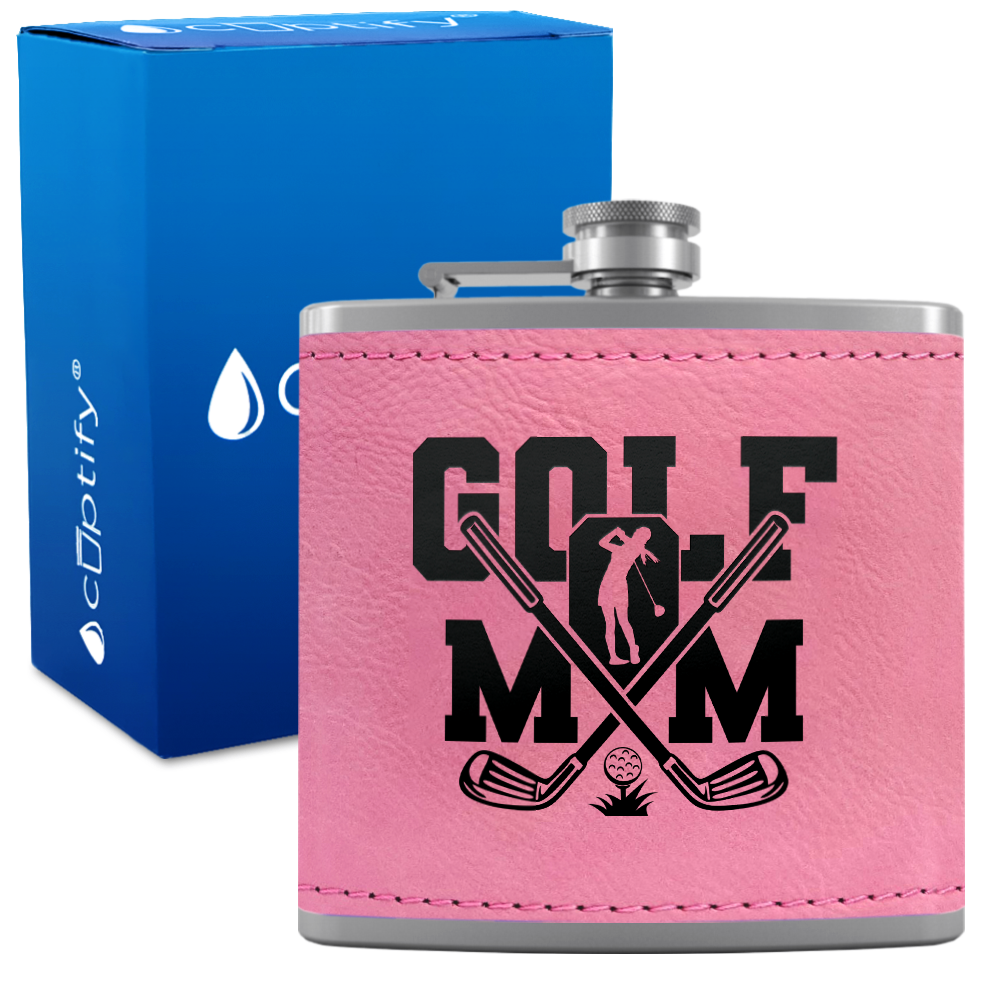 Golf Mom 6oz Stainless Steel Leather Hip Flask