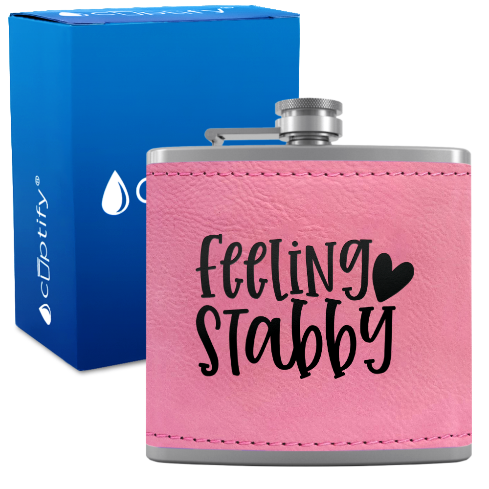 Feeling Stabby Nurse 6oz Stainless Steel Leather Hip Flask