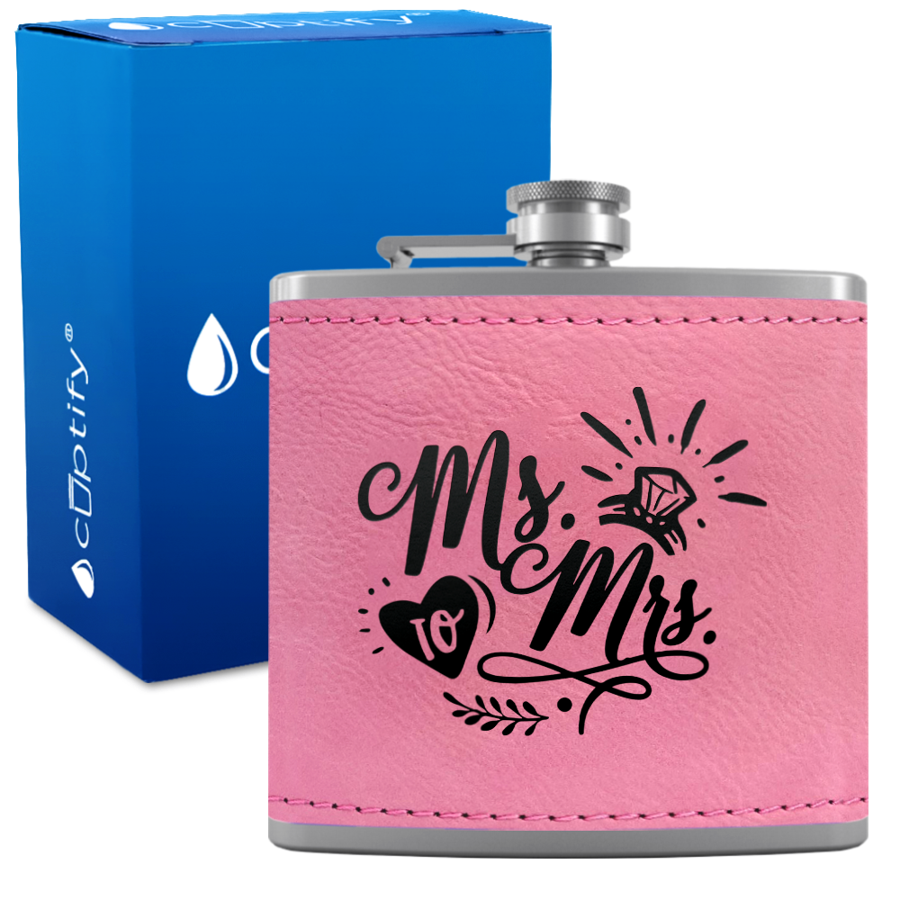 Ms. to Mrs. 6 oz Stainless Steel Leather Hip Flask