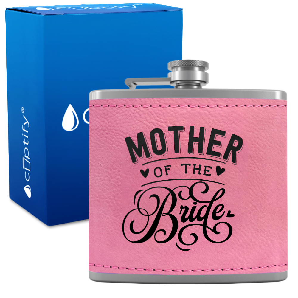 Mother of the Bride 6 oz Stainless Steel Leather Hip Flask