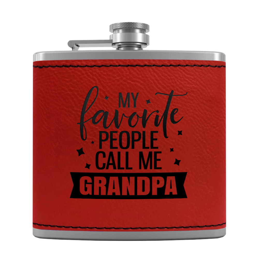 Favorite People Grandpa 6 oz Stainless Steel Leather Hip Flask