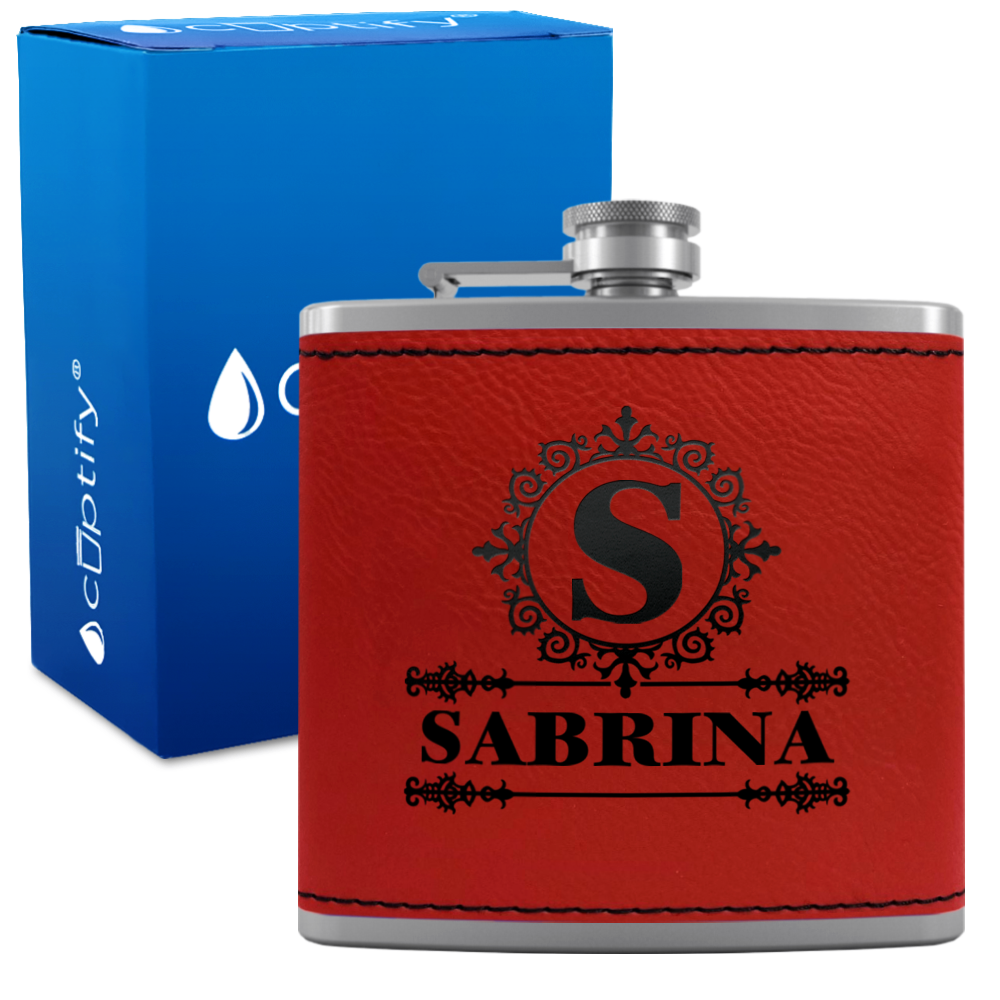 Personalized Ultramodern Initial and Name 6oz Hip Flask