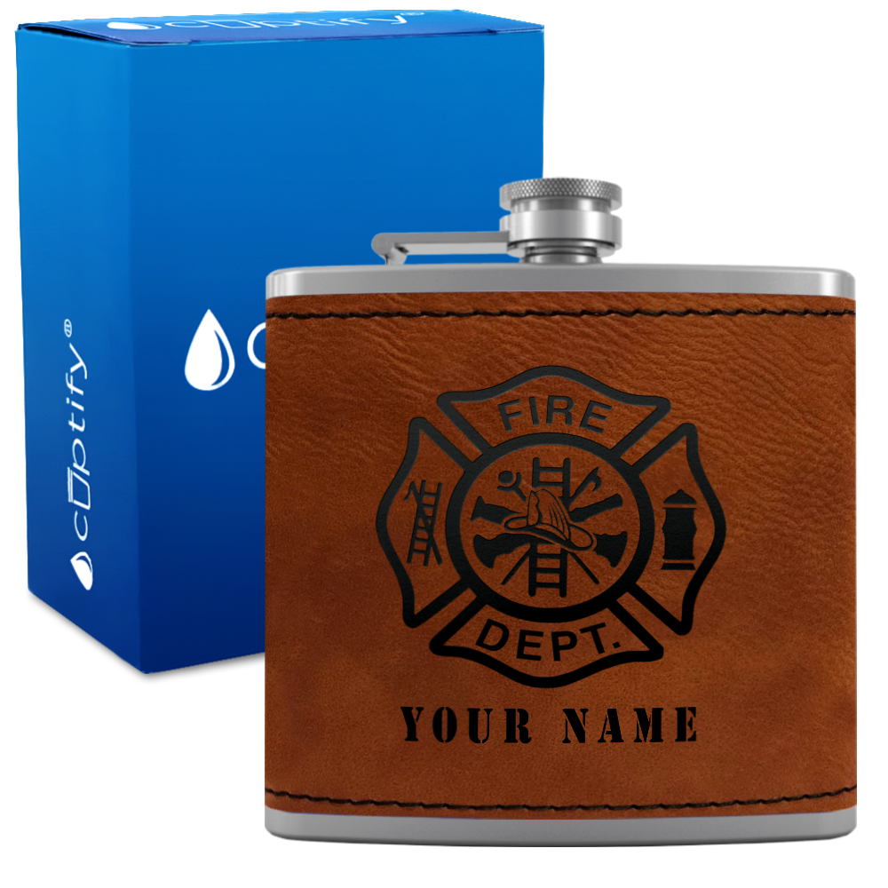 Personalized Firefighter Department 6oz Stainless Steel Hip Flask