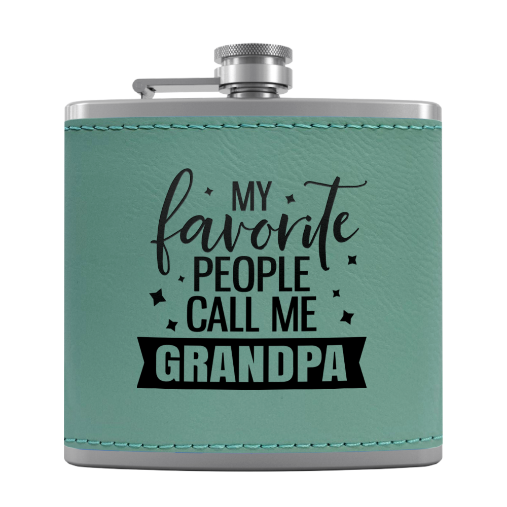Favorite People Grandpa 6 oz Stainless Steel Leather Hip Flask