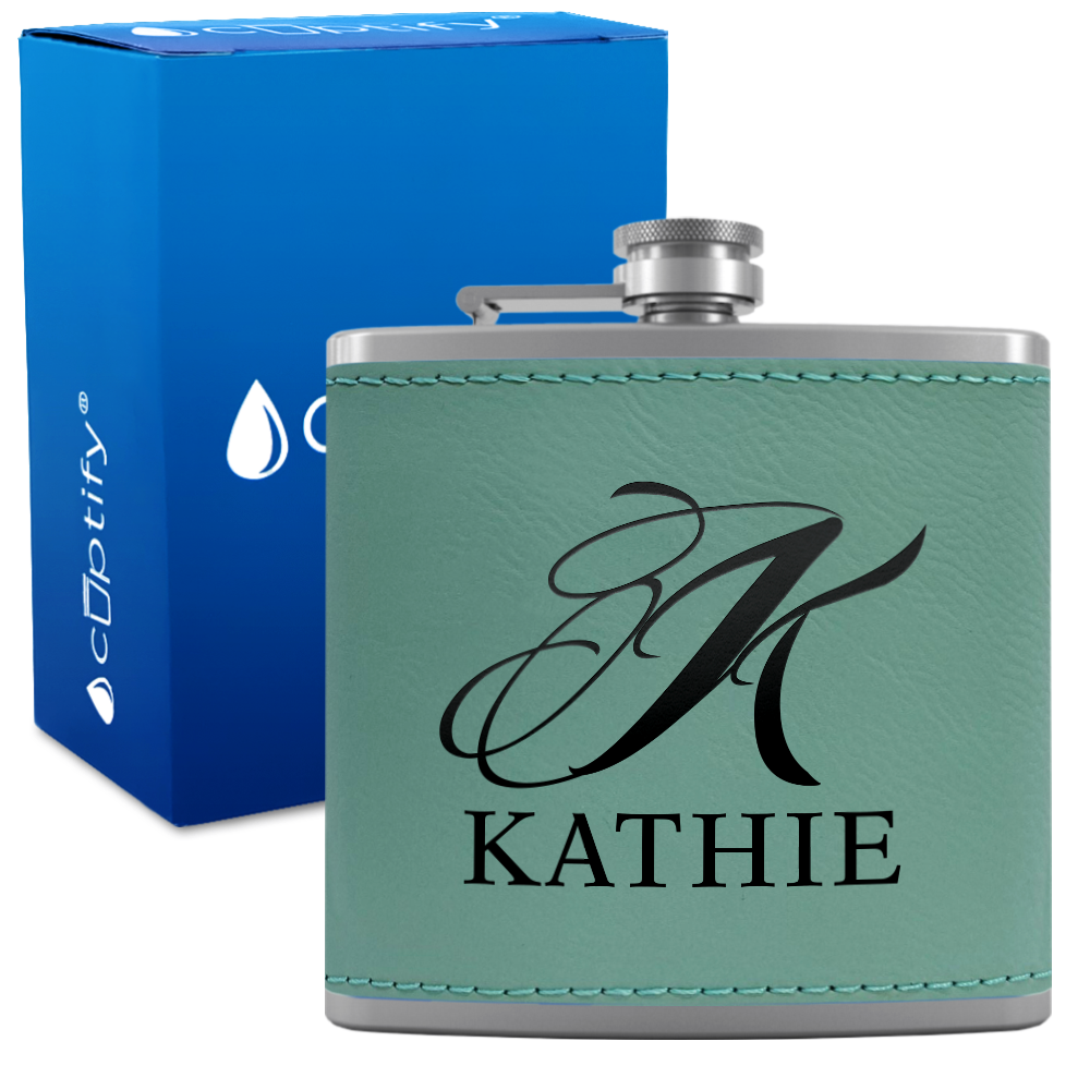 Personalized Script Initial and Name 6oz Hip Flask