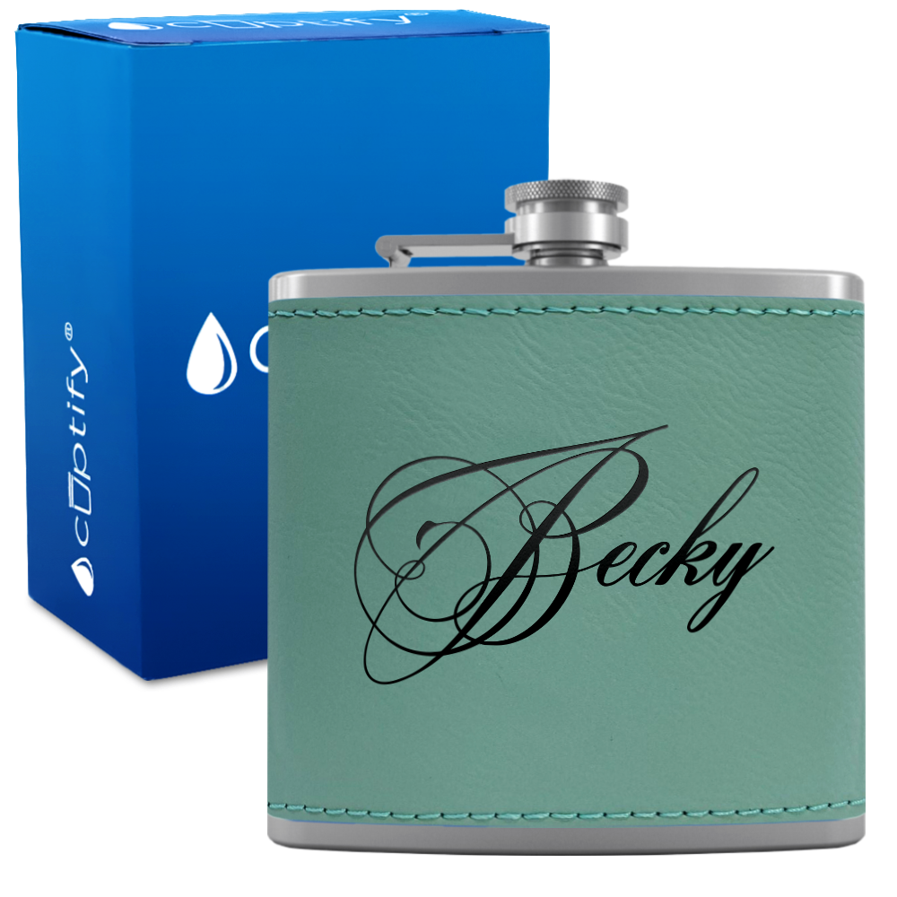 Personalized Decorative Script 6oz Hip Flask