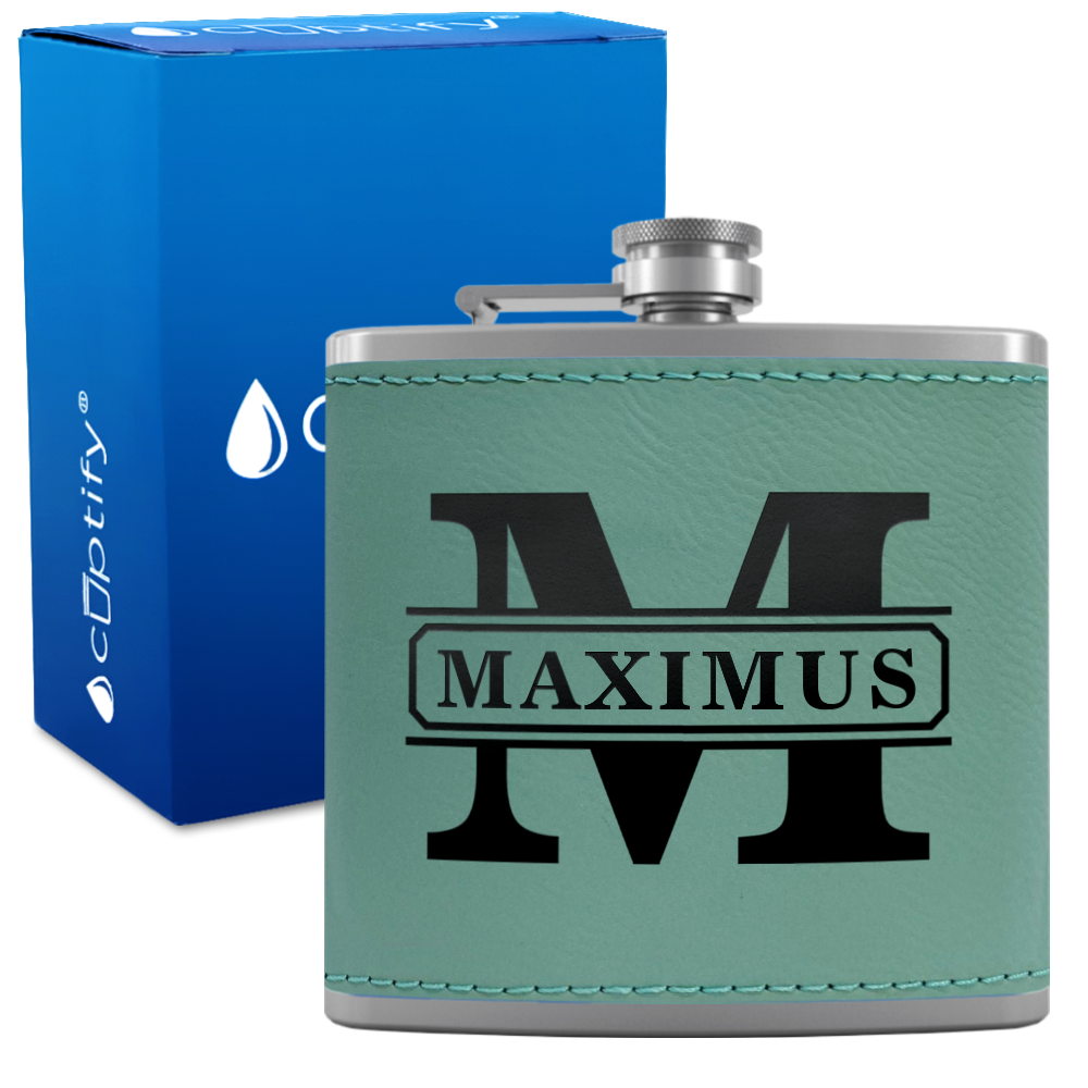 Personalized Vintage Block 6oz Hip Flask