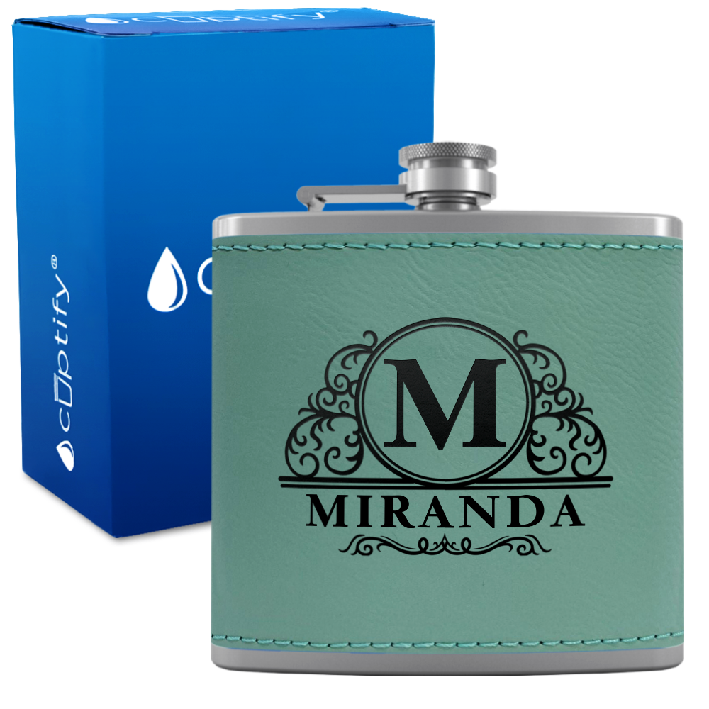 Personalized Elaborate Circle 6oz Hip Flask