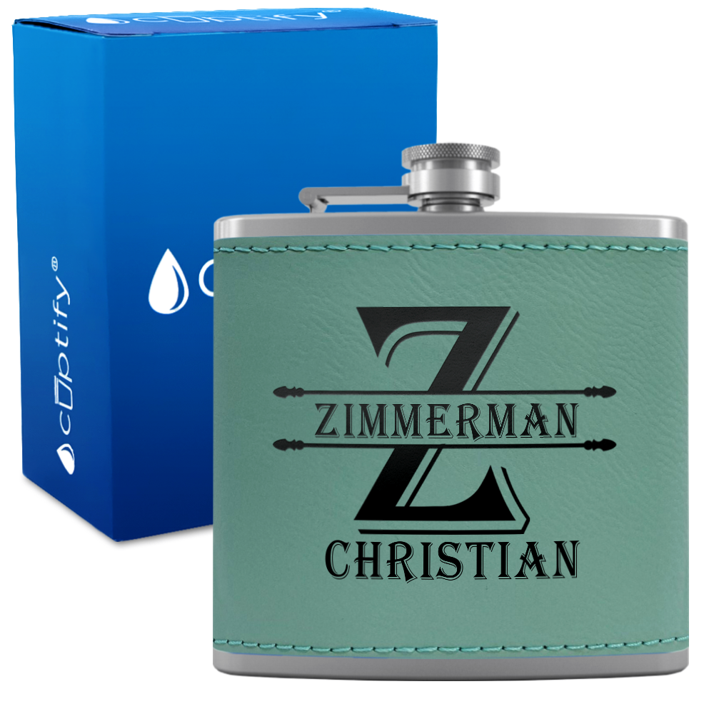 Personalized Initial Block 6oz Hip Flask