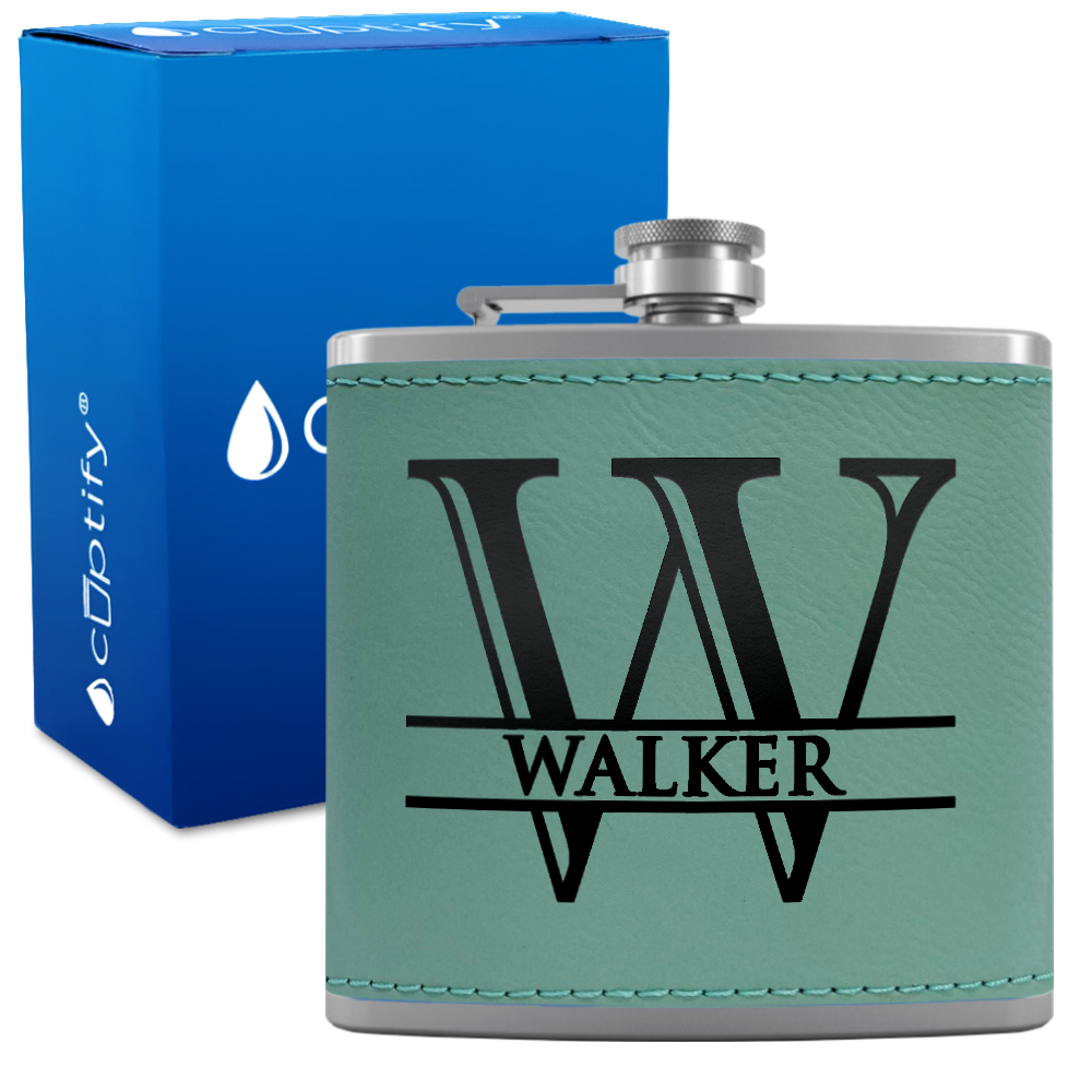 Personalized Split Script 6oz Hip Flask