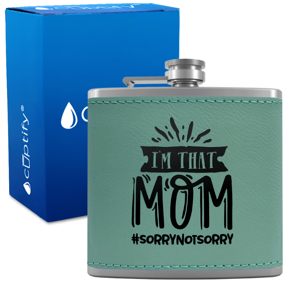 I'm That Mom 6 oz Stainless Steel Leather Hip Flask