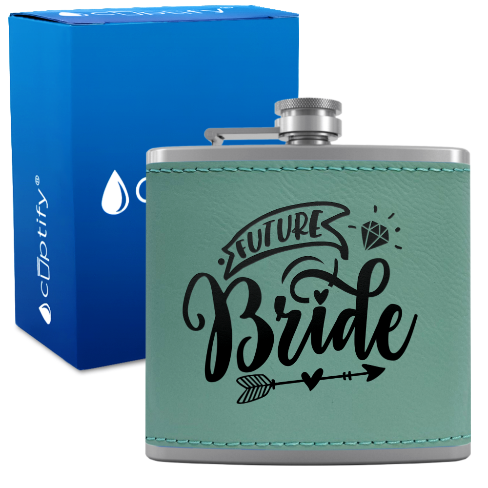 Future Bride 6 oz Stainless Steel Leather Hip Flask