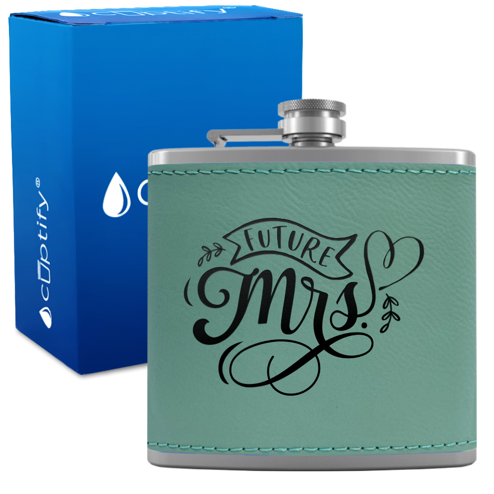 Future Mrs 6 oz Stainless Steel Leather Hip Flask