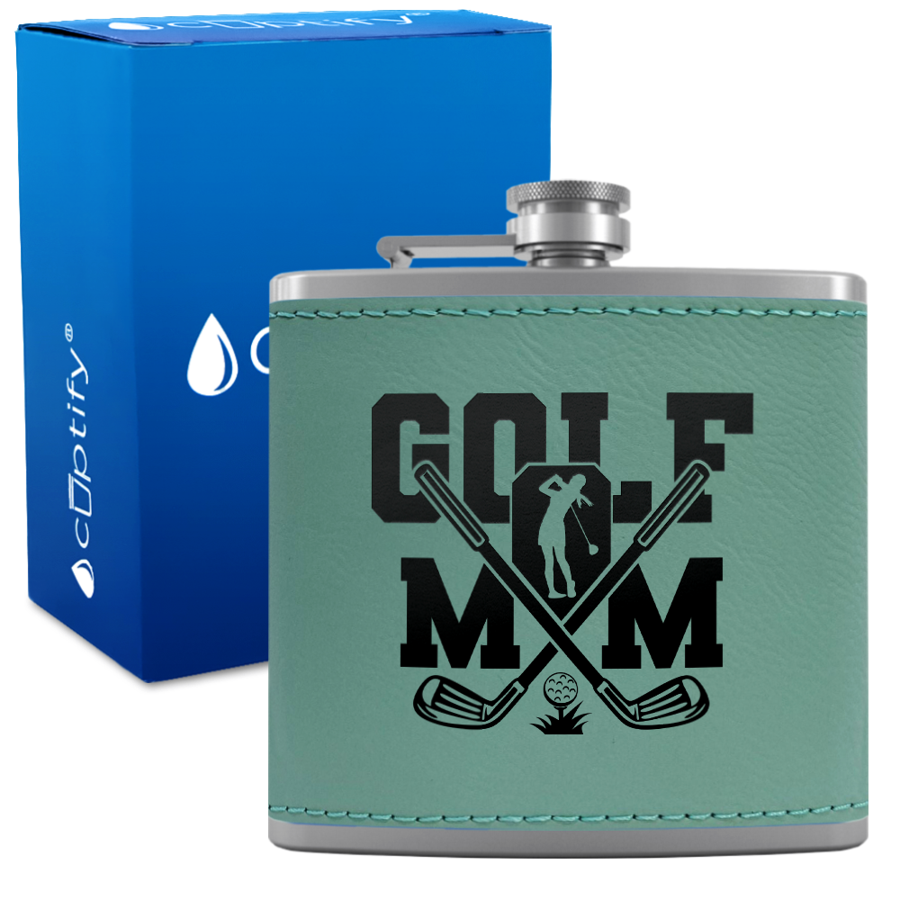 Golf Mom 6oz Stainless Steel Leather Hip Flask
