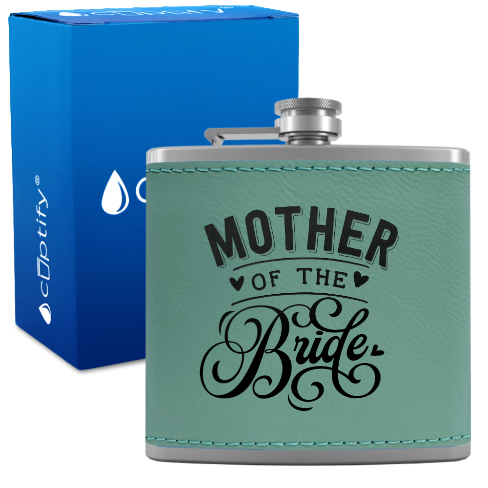 Mother of the Bride 6 oz Stainless Steel Leather Hip Flask