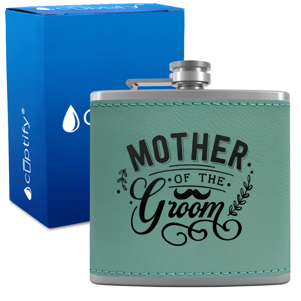 Mother of the Groom 6 oz Stainless Steel Leather Hip Flask