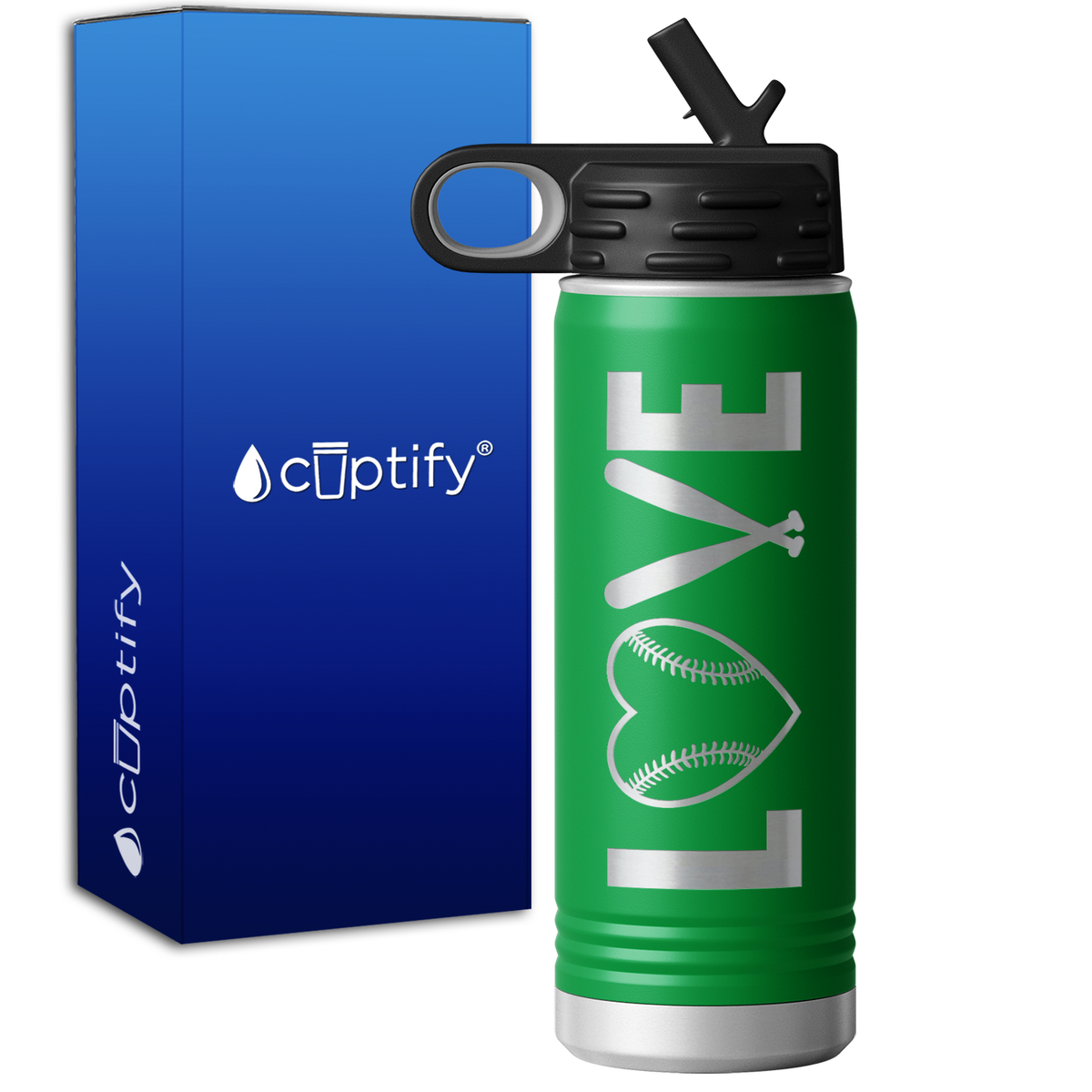 Love Baseball 20oz Sport Water Bottle