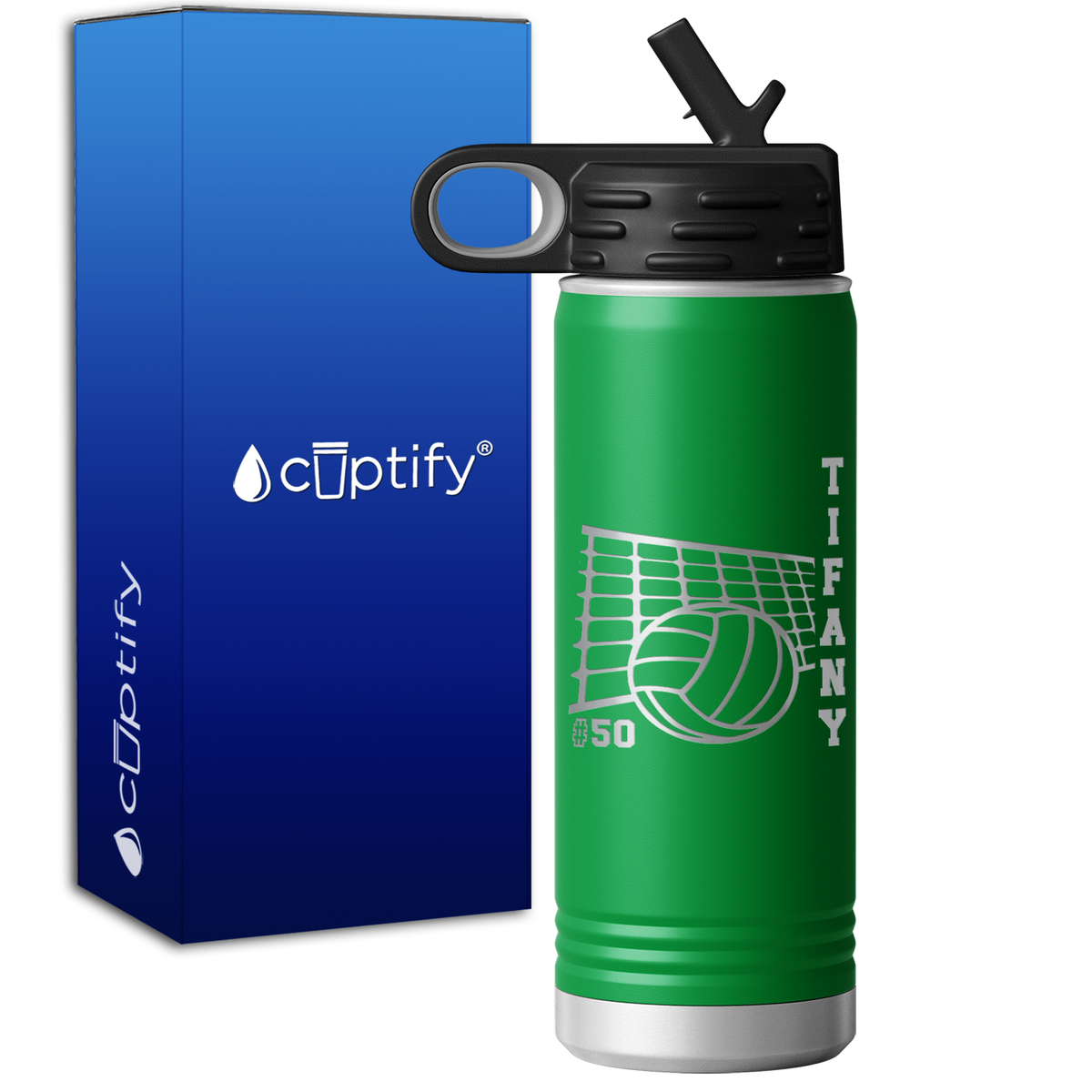 Personalized Name and Team Number Volleyball 20oz Sport Water Bottle