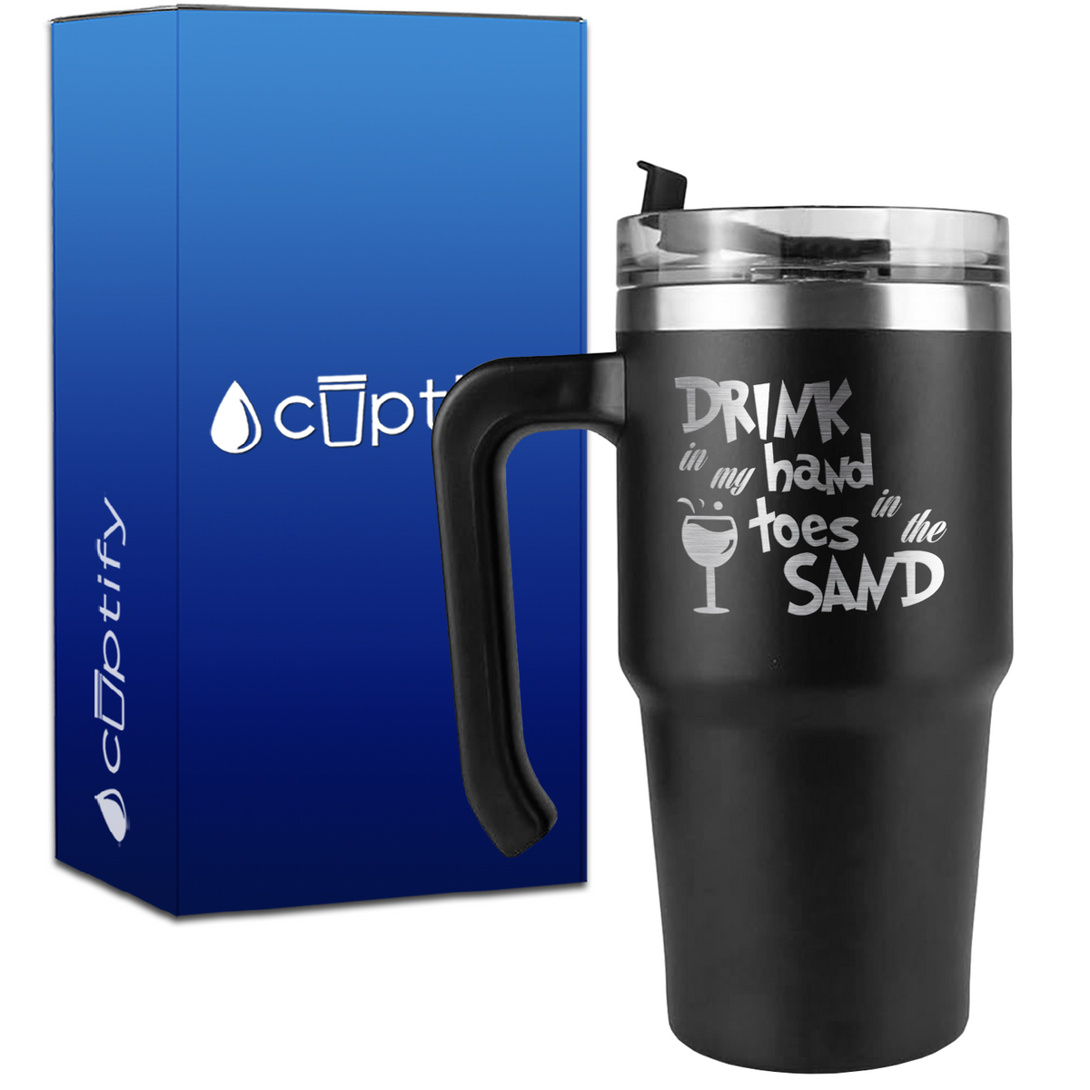 Drink in my Hand Toes in the Sand on 20oz Beach Life Travel Mug