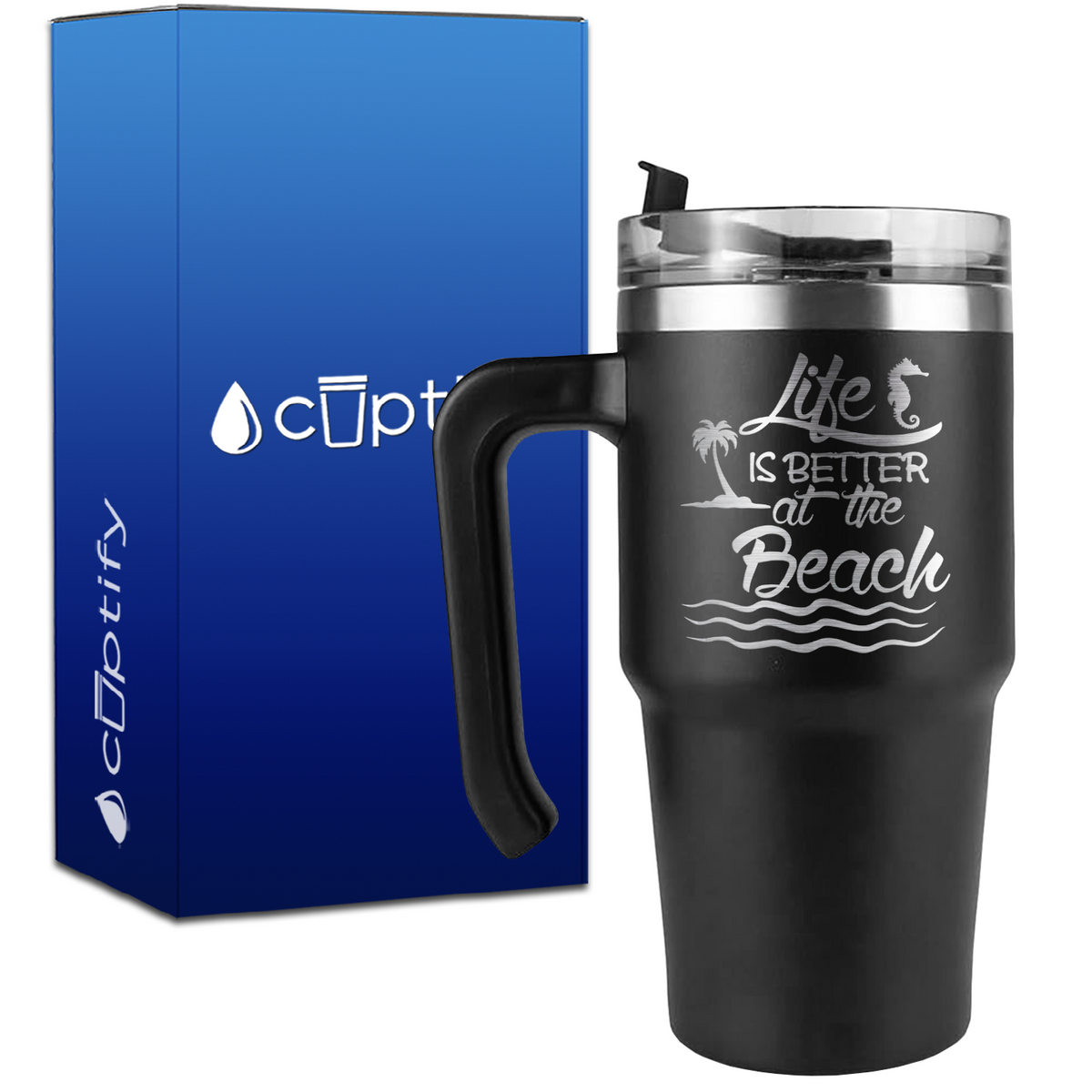 Life is Better at the Beach Wavy on 20oz Beach Life Travel Mug