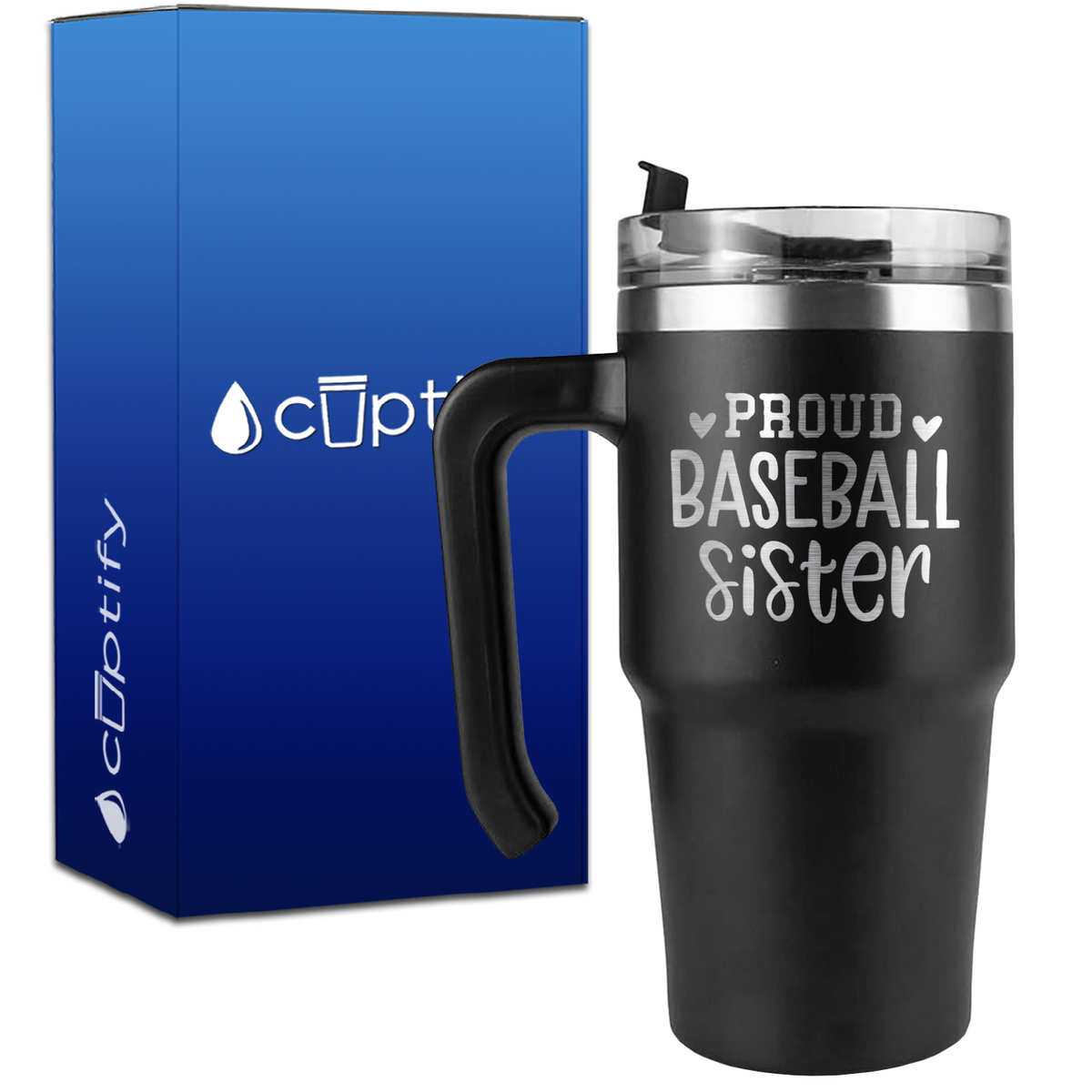 Proud Baseball Sister on 20oz Baseball Travel Mug