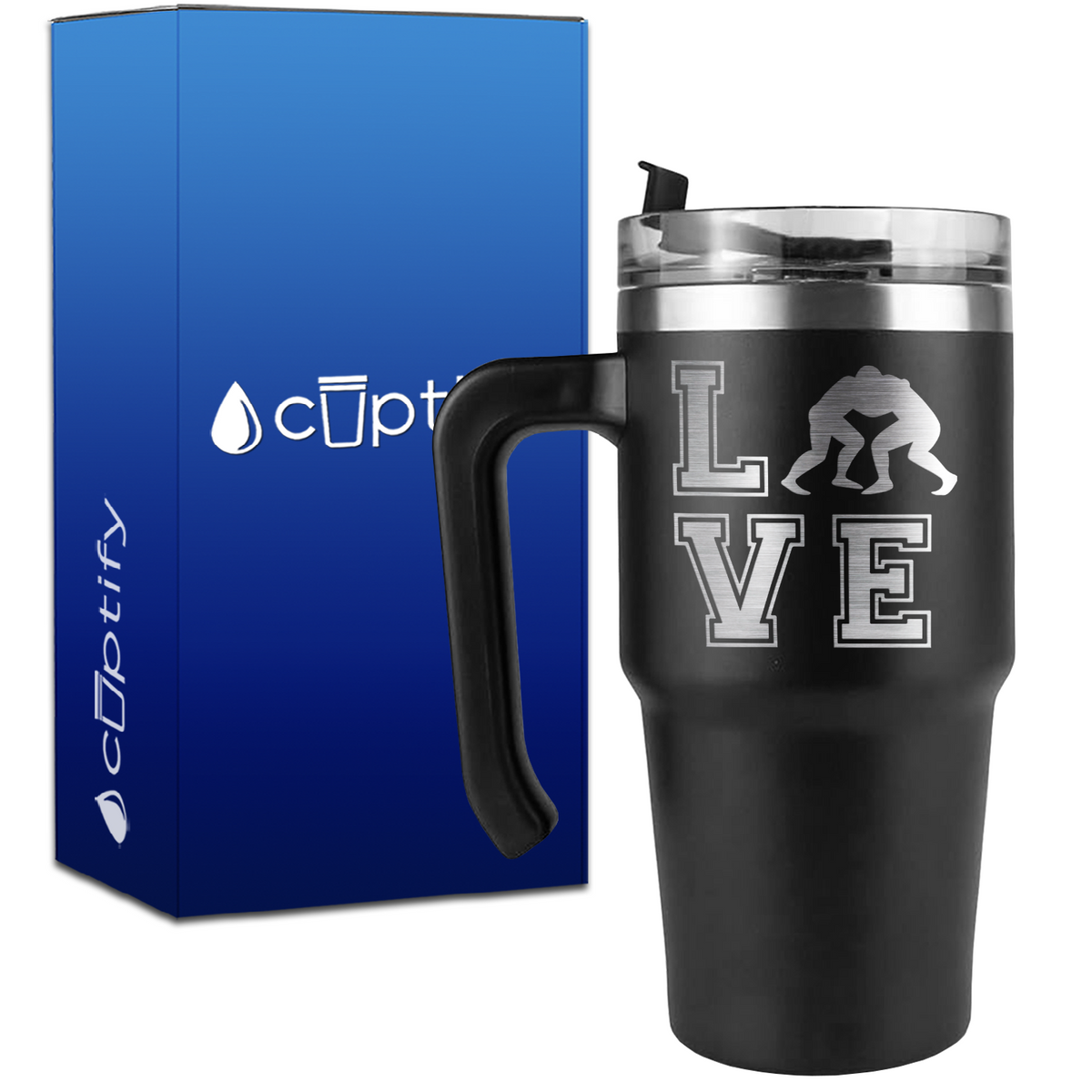 Love Wrestlers on 20oz Wrestling Travel Mug