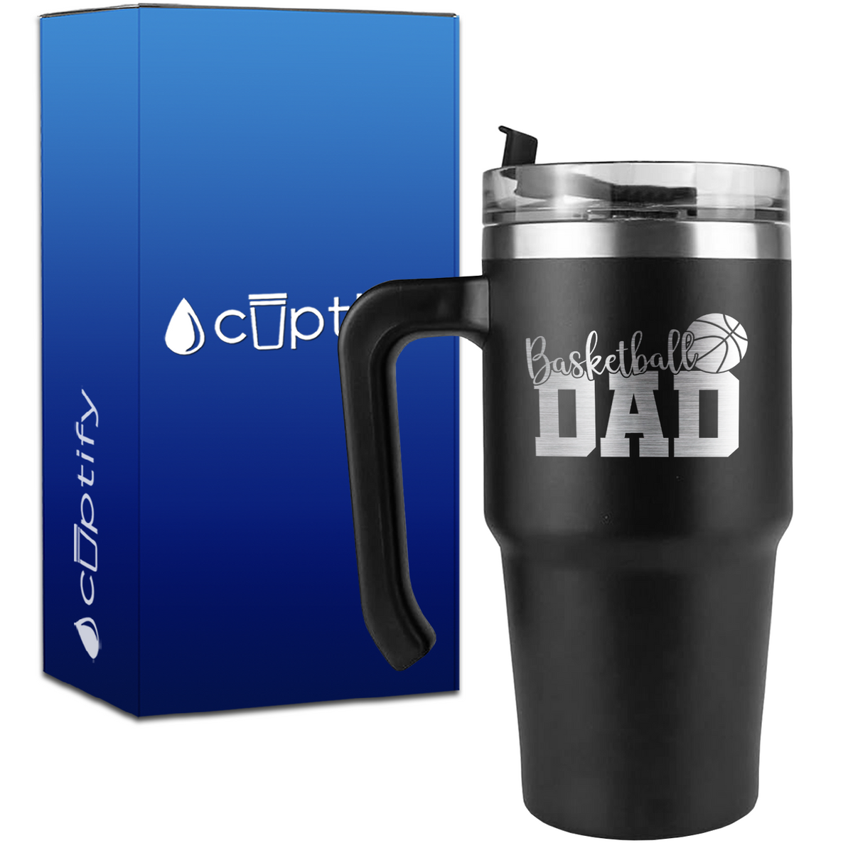 Dad Basketball on 20oz Basketball Travel Mug