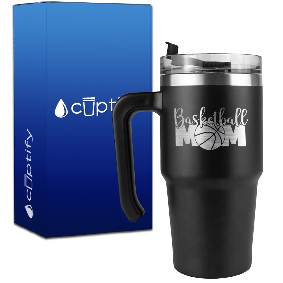 Mom Basketball on 20oz Basketball Travel Mug