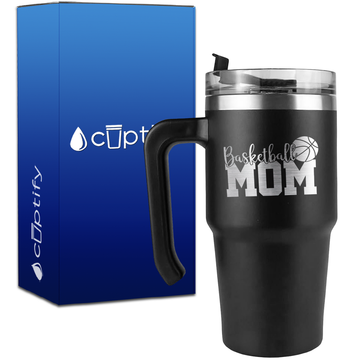 Basketball Mom Slanted on 20oz Basketball Travel Mug