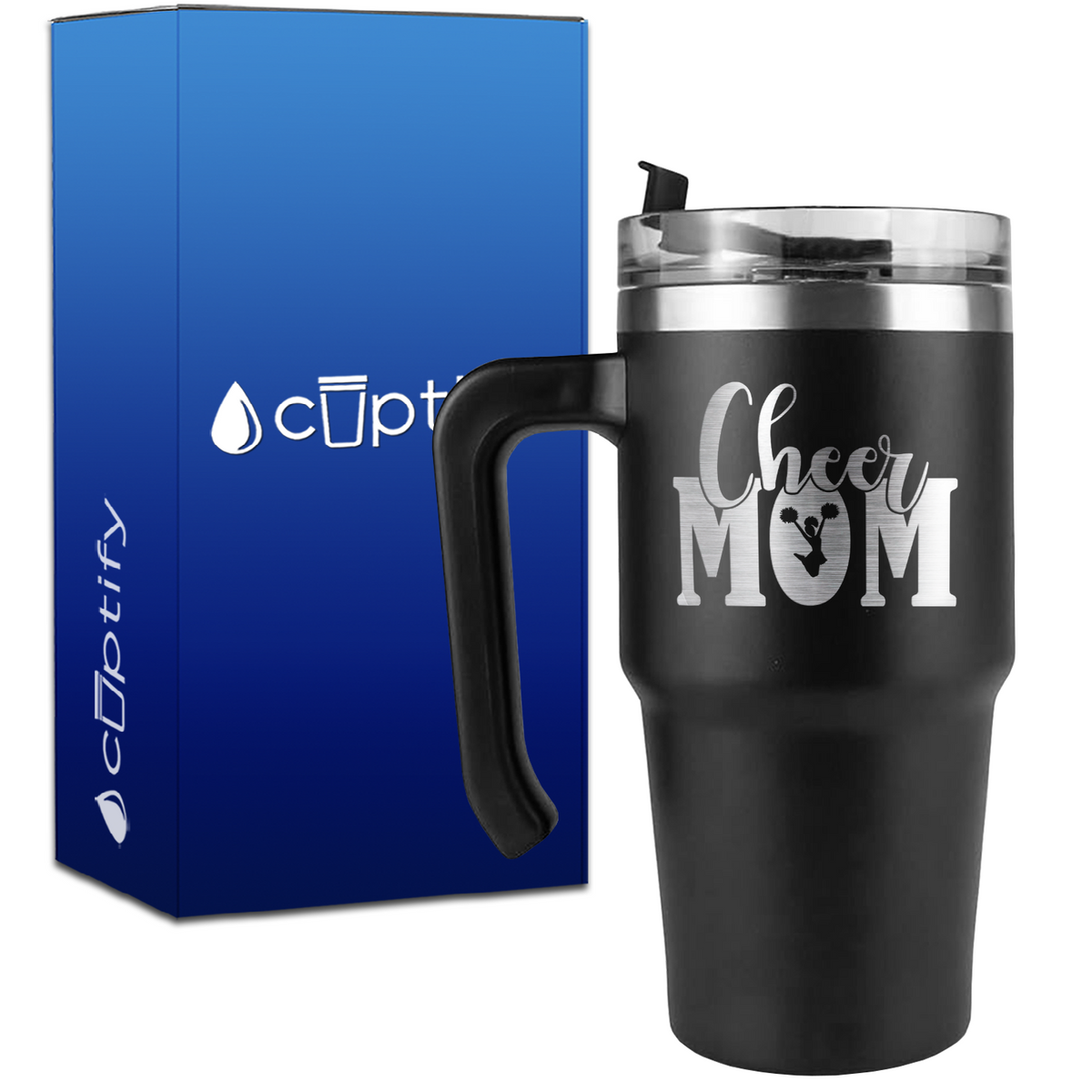Cheer Mom Cheerleader Silhouette on 20oz Cheer Travel Mug