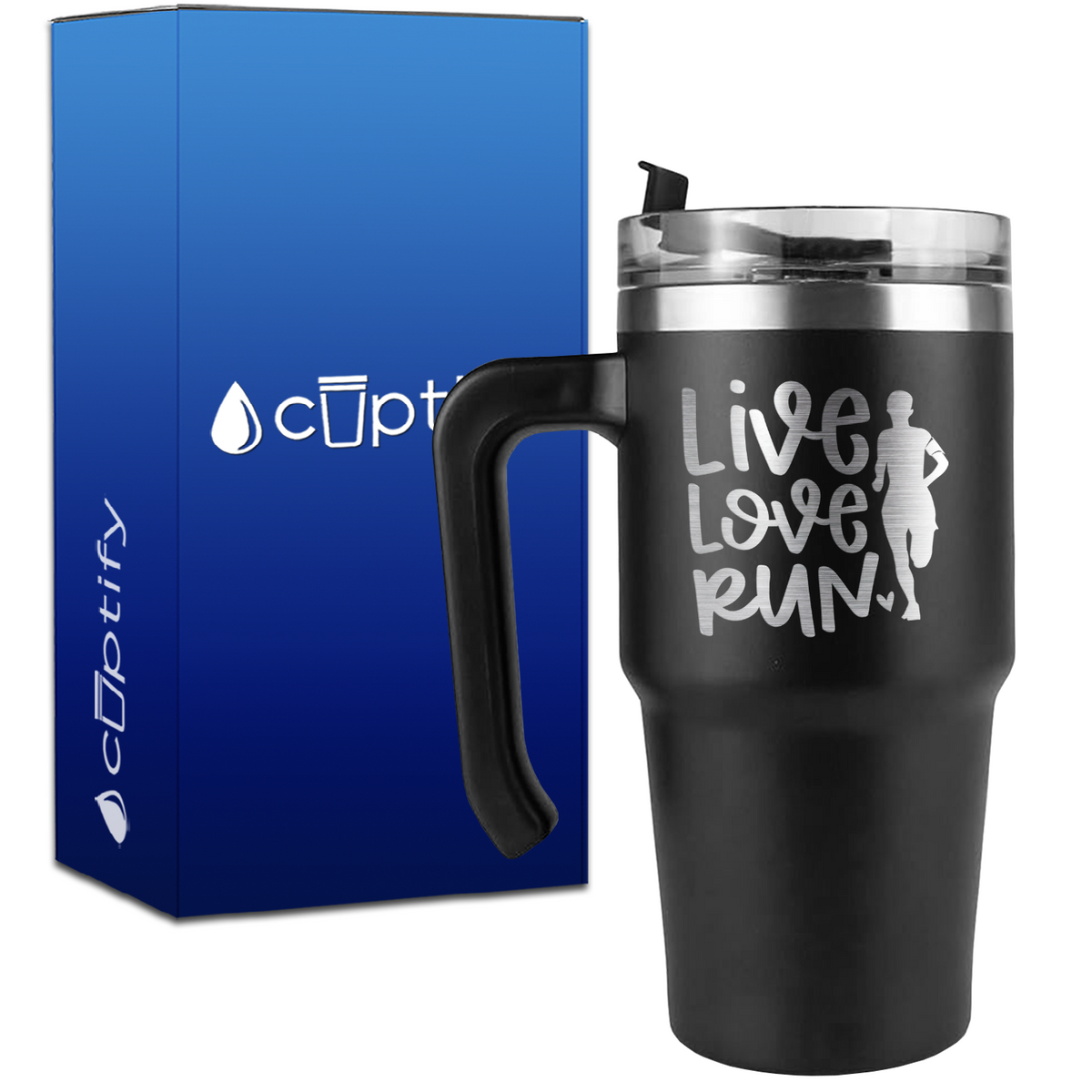Live Love Run Silhouette on 20oz Running Travel Mug