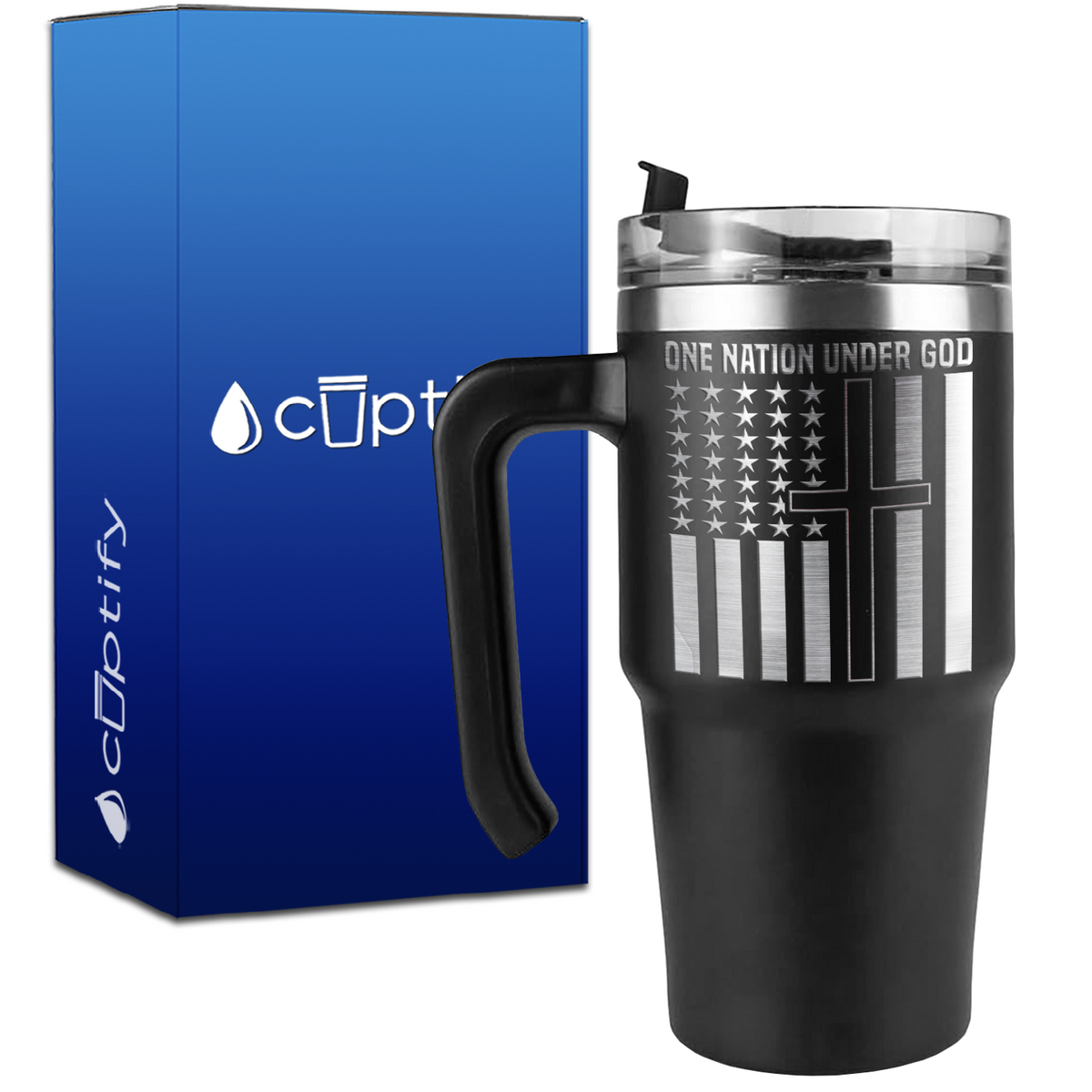 One Nation Under God on 20oz 4th of July Travel Mug