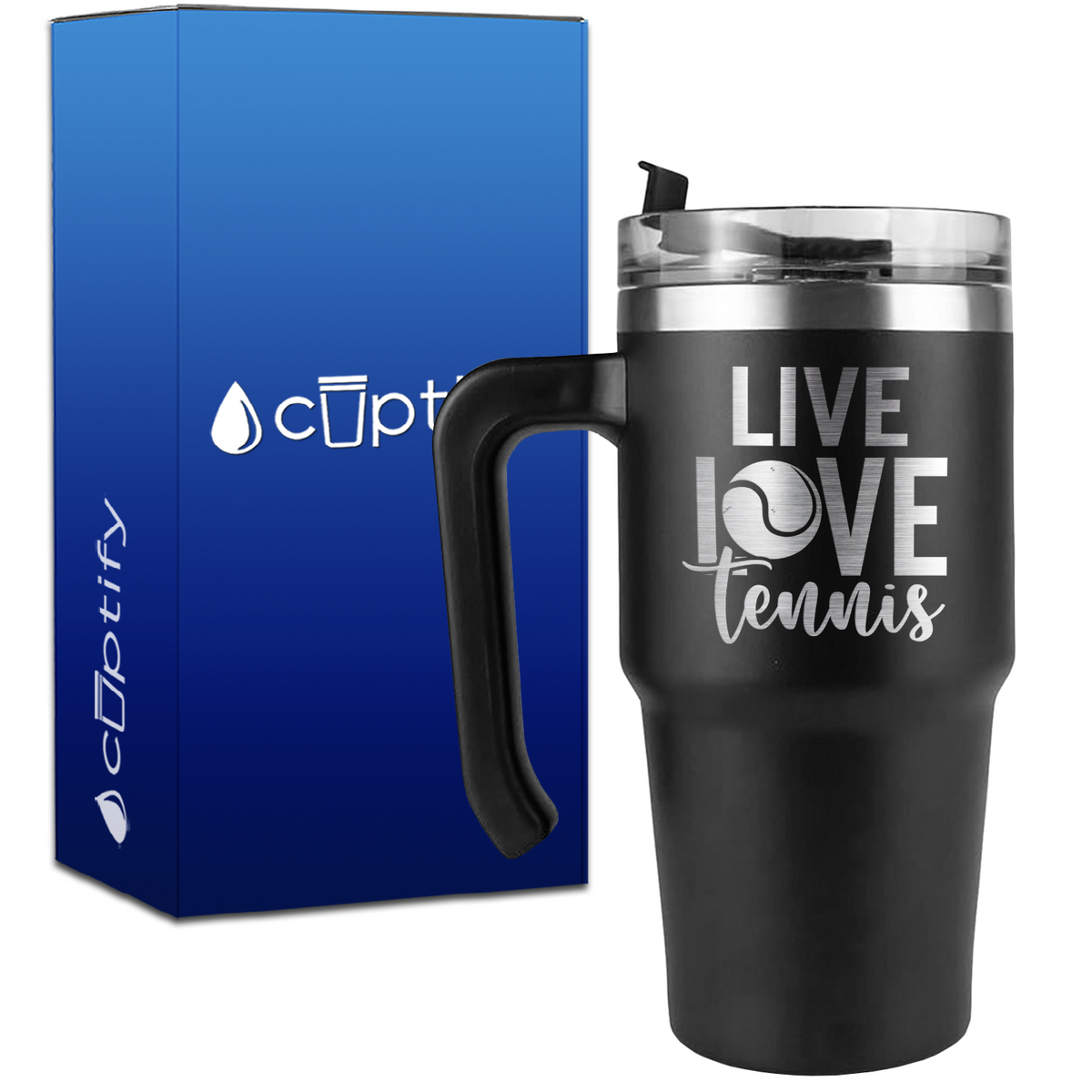 Live Love Tennis on 20oz Tennis Travel Mug