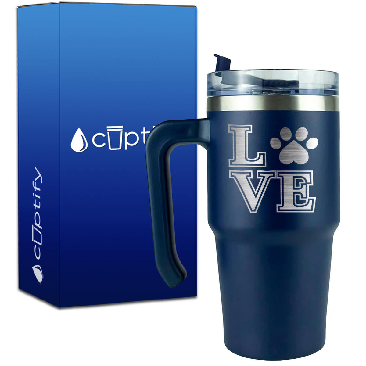 Love Dogs Paw Print on 20oz Travel Mug