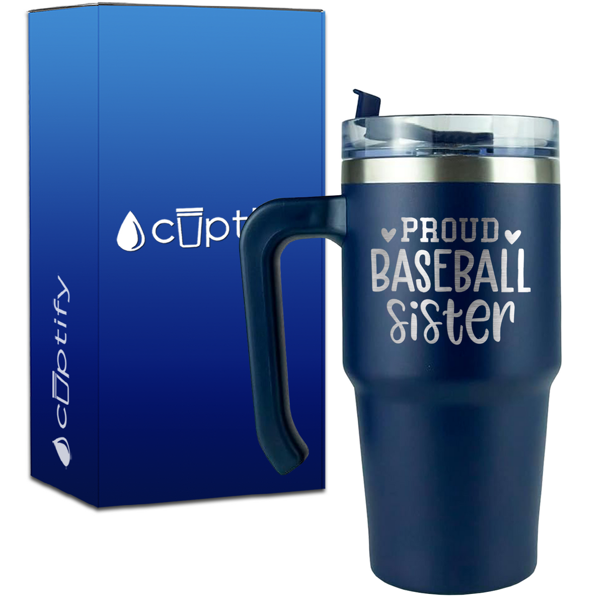 Proud Baseball Sister on 20oz Baseball Travel Mug