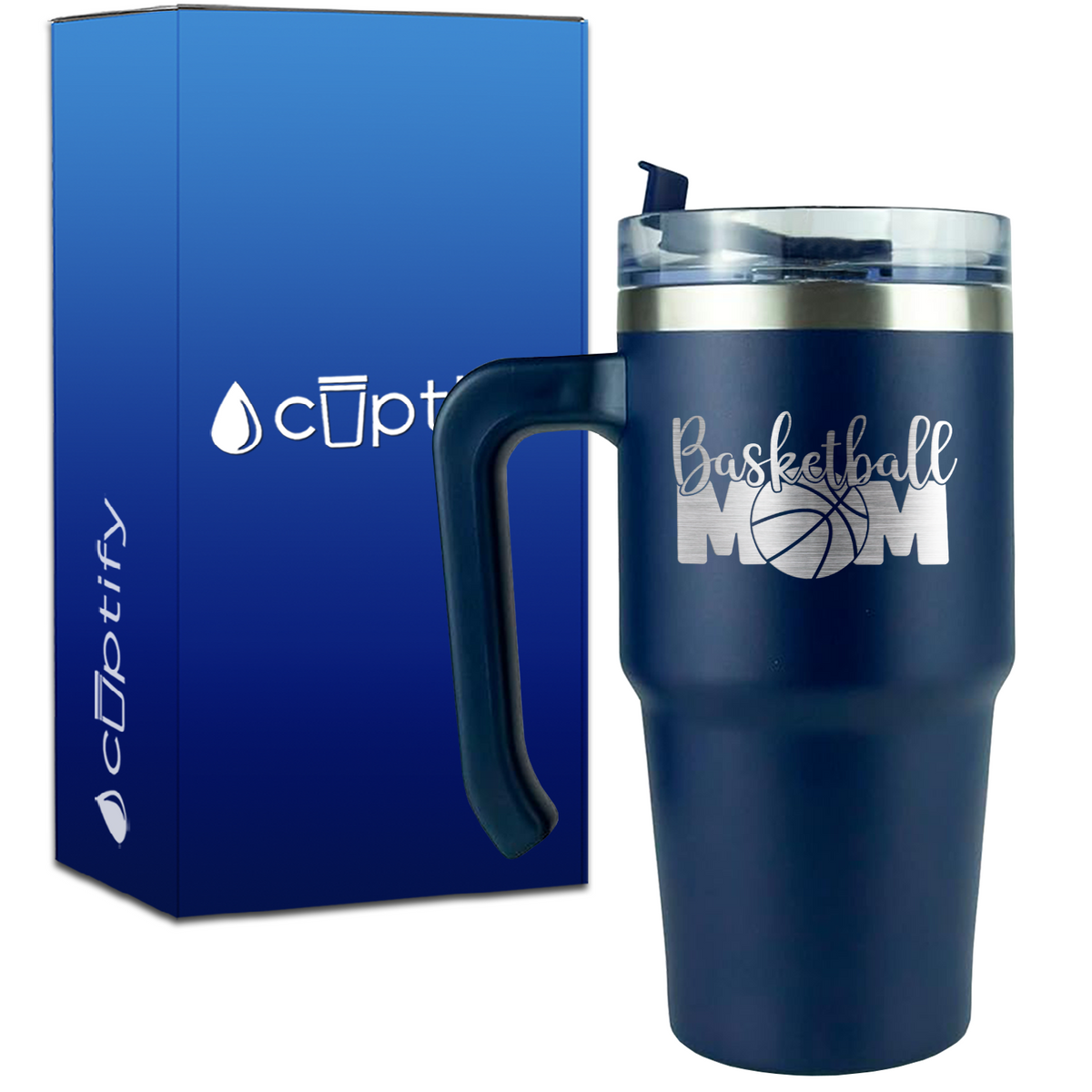 Mom Basketball on 20oz Basketball Travel Mug