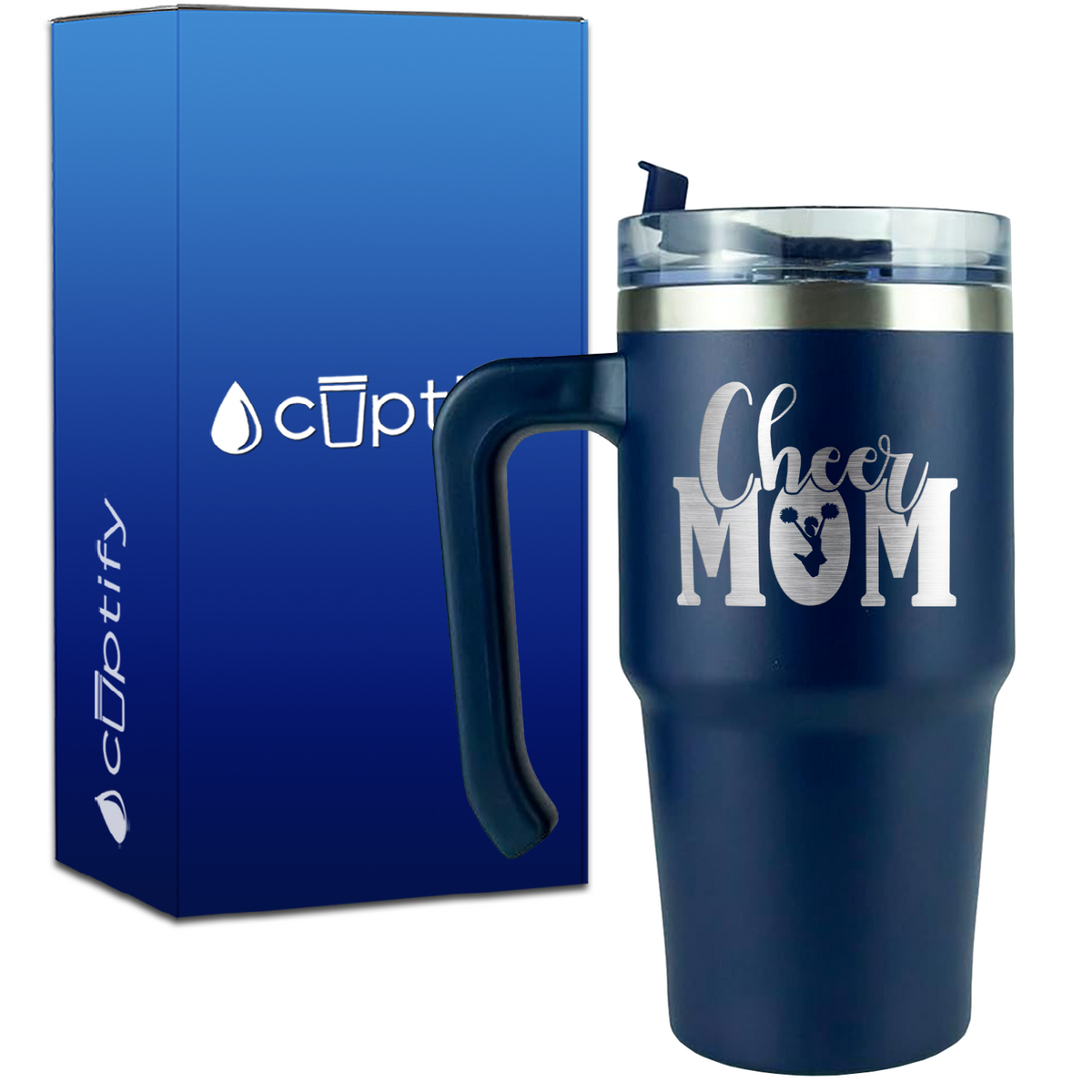 Cheer Mom Cheerleader Silhouette on 20oz Cheer Travel Mug