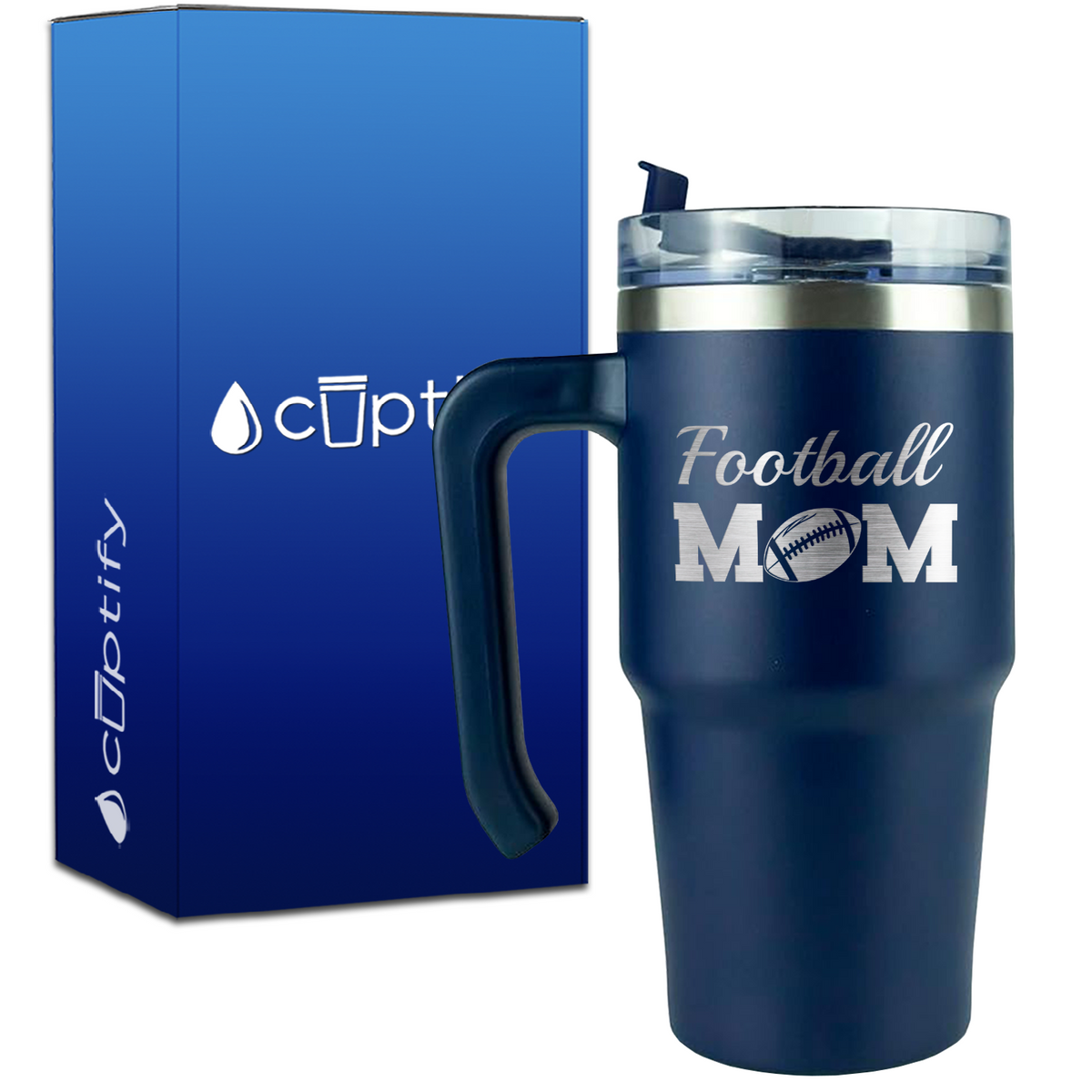 Football Mom on 20oz Football Travel Mug