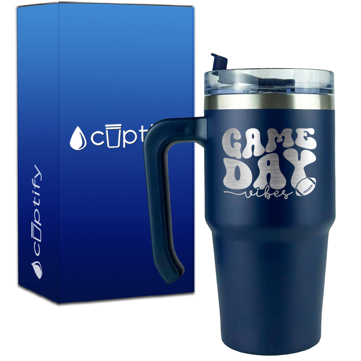 Game Day Vibes Football on 20oz Football Travel Mug