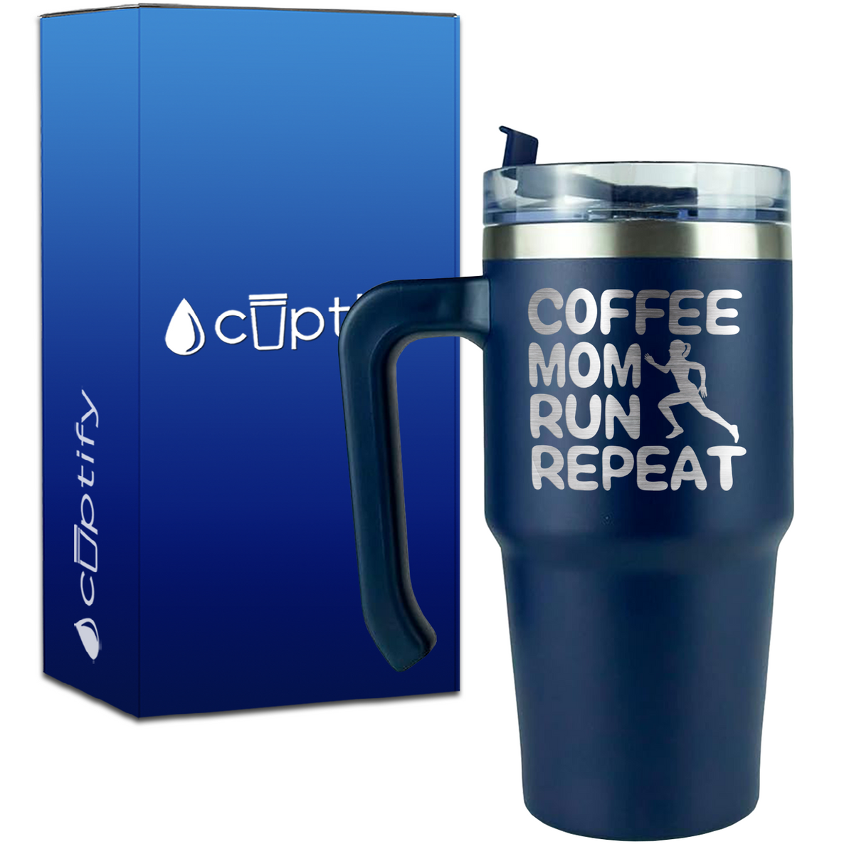 Coffee Mom Run Repeat on 20oz Running Travel Mug