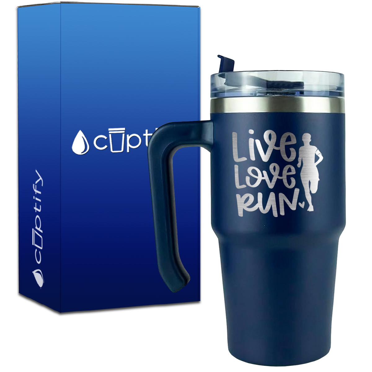 Live Love Run Silhouette on 20oz Running Travel Mug