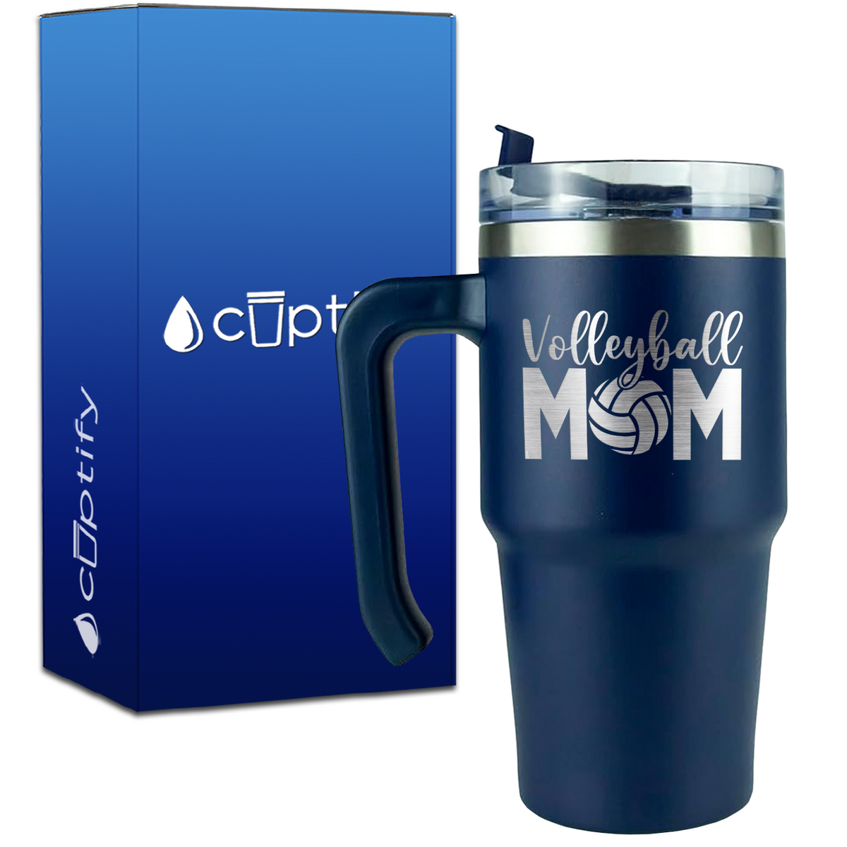 Volleyball Mom Ball on 20oz Volleyball Travel Mug