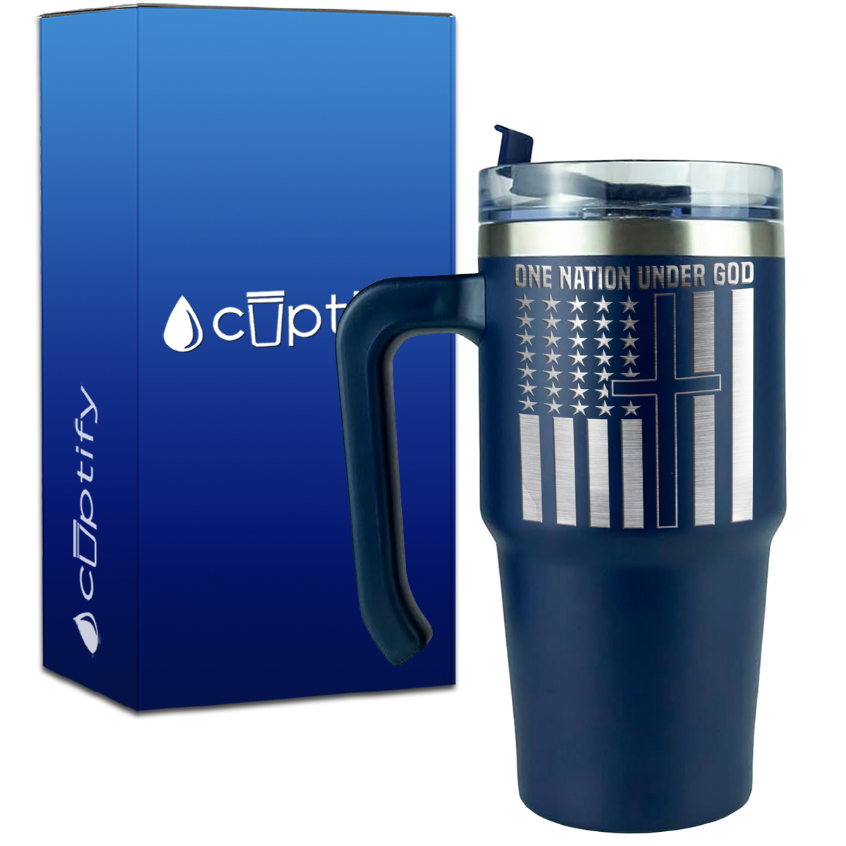 One Nation Under God on 20oz 4th of July Travel Mug