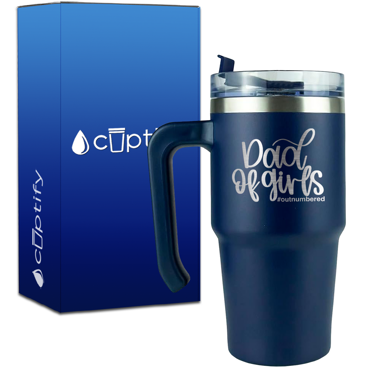 Dad of Girls #outnumbered on 20oz Dad Travel Mug
