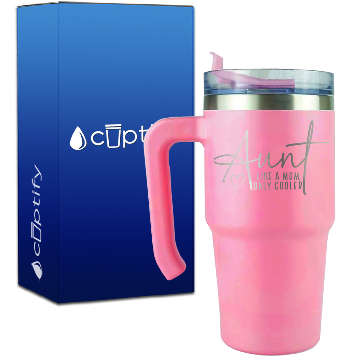 Aunt LIke a Mom Only Cooler Heart on 20oz Aunt Travel Mug