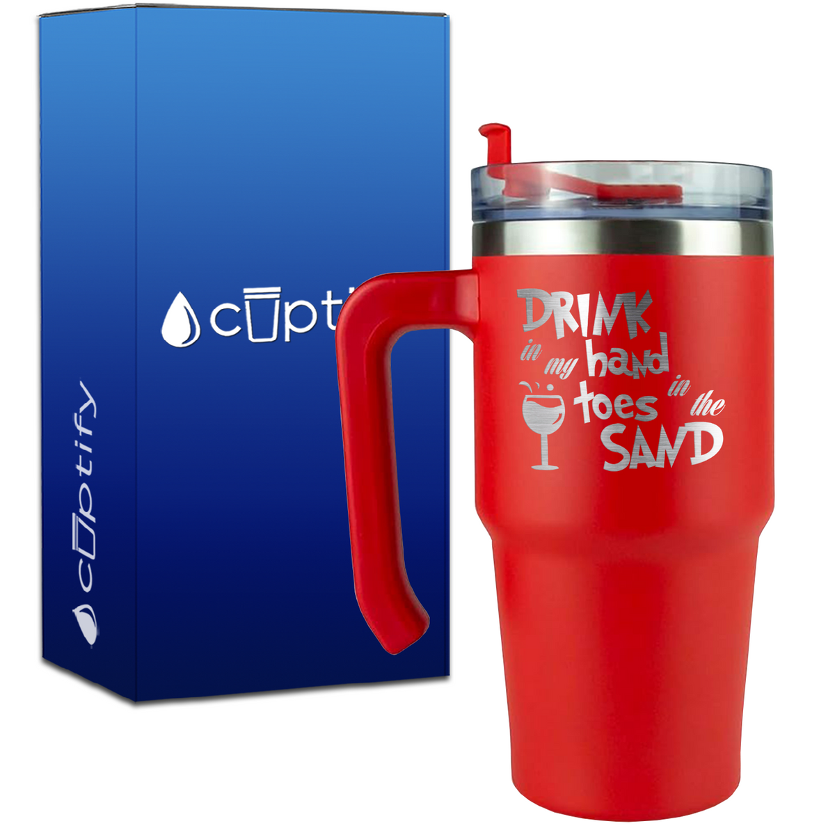 Drink in my Hand Toes in the Sand on 20oz Beach Life Travel Mug