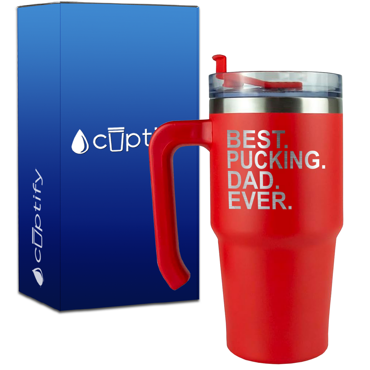 Best Pucking Dad Ever on 20oz Hockey Travel Mug