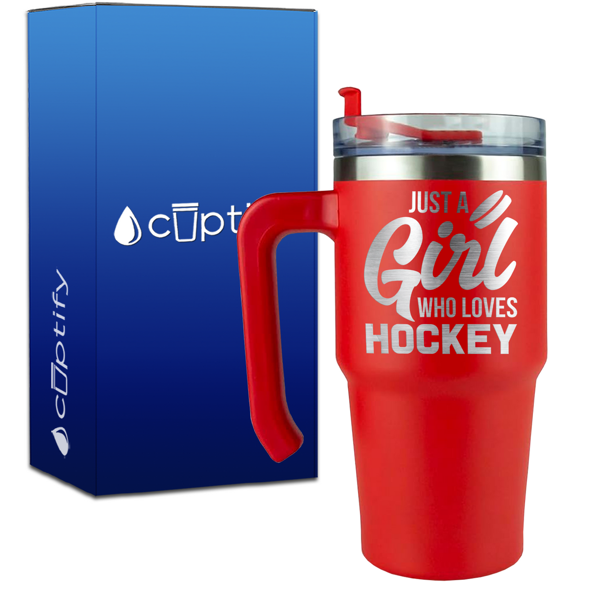 Just a Girl Who Loves Hockey on 20oz Hockey Travel Mug