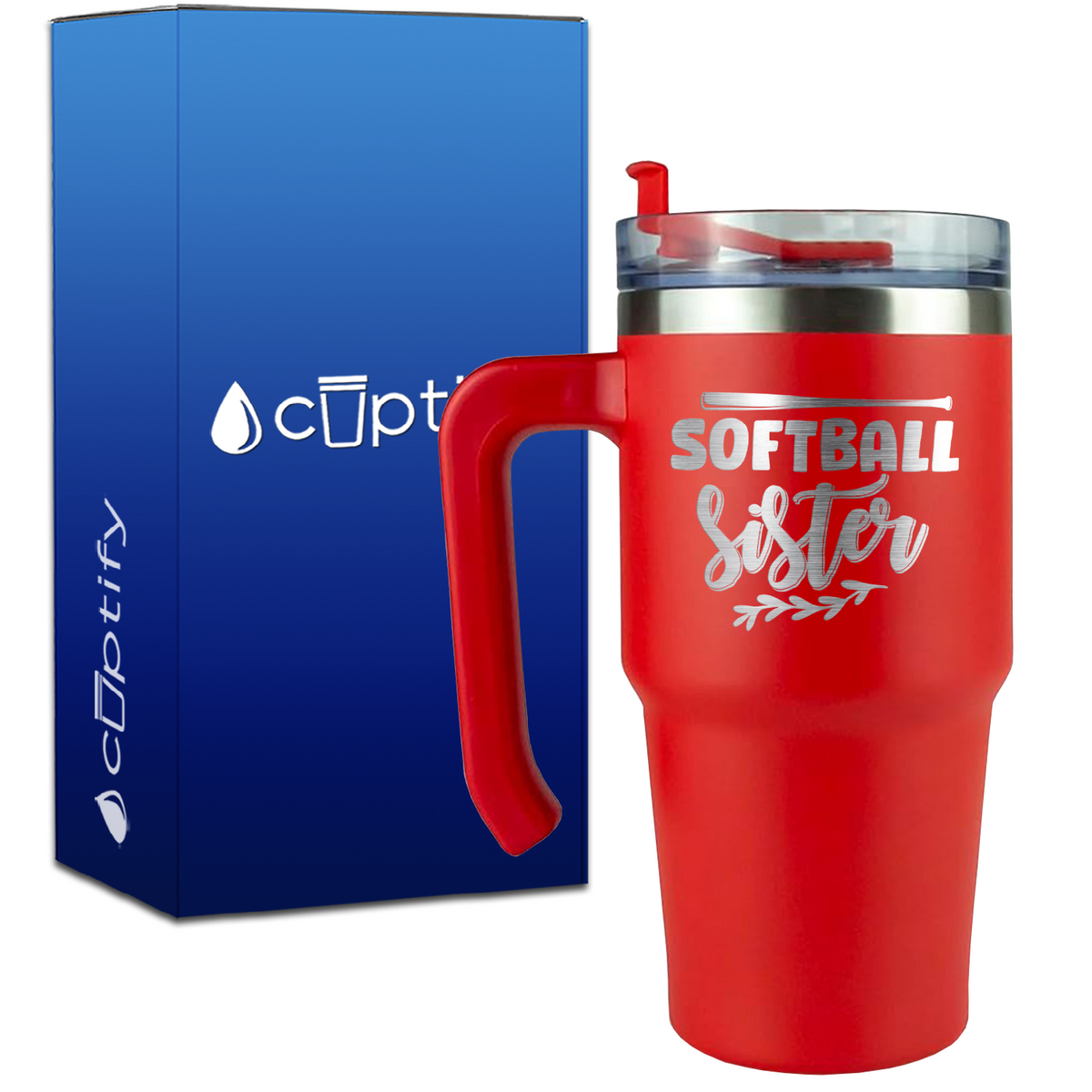 Softball Sister on 20oz Softball Travel Mug
